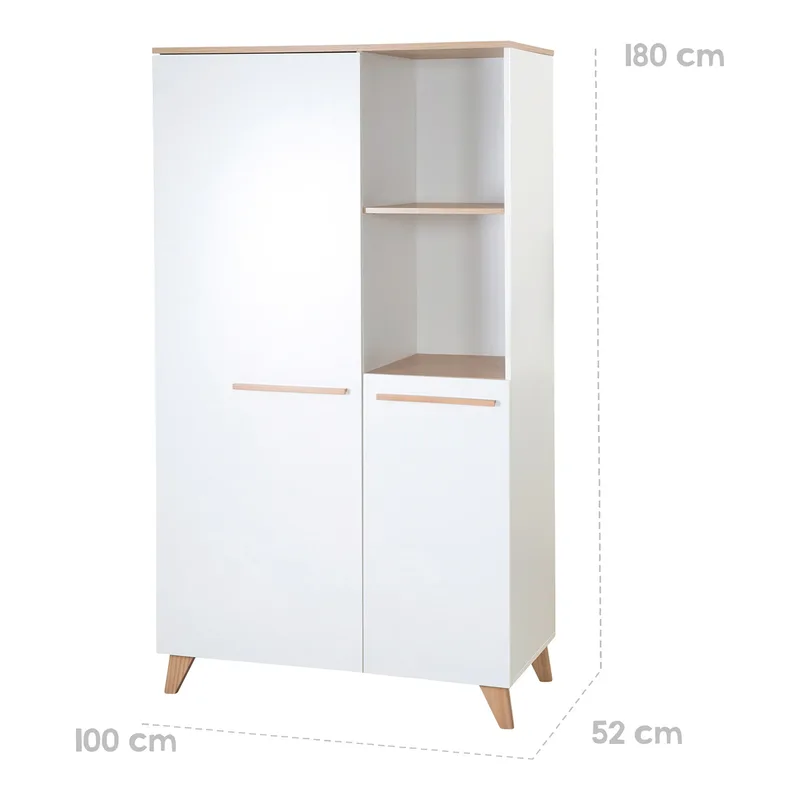 Kleiderschrank Leon 2-türig från roba i Vit, 100 × 180 mm – produktbild 3 av 3