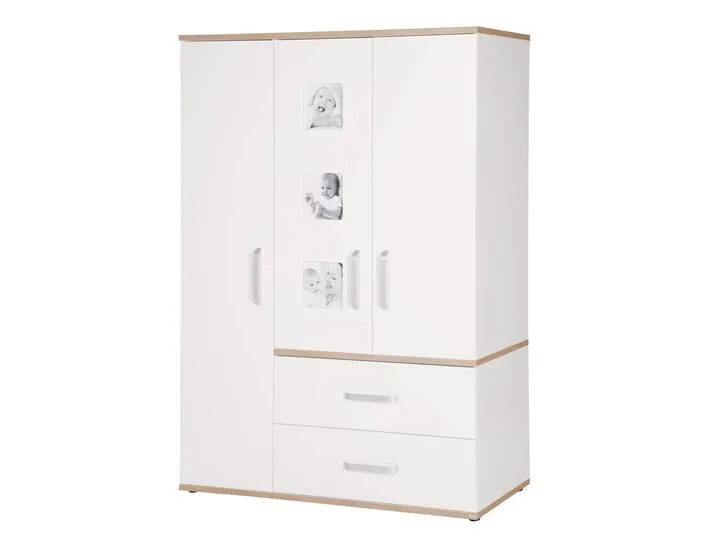 Kleiderschrank 'Pia', 3-türig, inkl. 3 Bilderrahmen, Baby- & Kinderzimmer, Eiche 'San Remo' från roba – produktbild