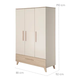 Kleiderschrank Sidney 3-türig från roba i Beige, 118 × 190 mm – produktbild 2 av 3