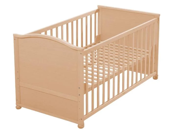 Kombi-Kinderbett 70 x 140 cm, natur, höhenverstellbar, mit Schlupfstäben, umbaubar zum Juniorbett fra roba – produktbillede