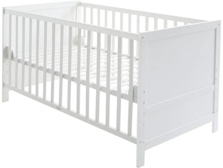 Kombi-Kinderbett, 70 x 140 cm, weiß, 3-fach verstellbar, Schlupfstäbe, umbaubar zum Juniorbett by roba – product photo