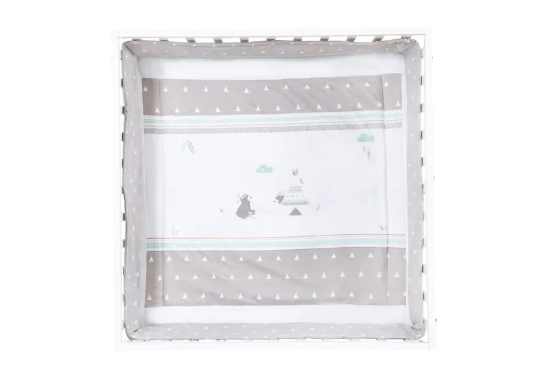 Laufgitter 100 x 100 cm Spielgitter mit Textileinlage - verschiedene Designs, quadratischer Laufstall inkl. Schutzeinlage & Rollen by roba in White – product photo 4 of 5