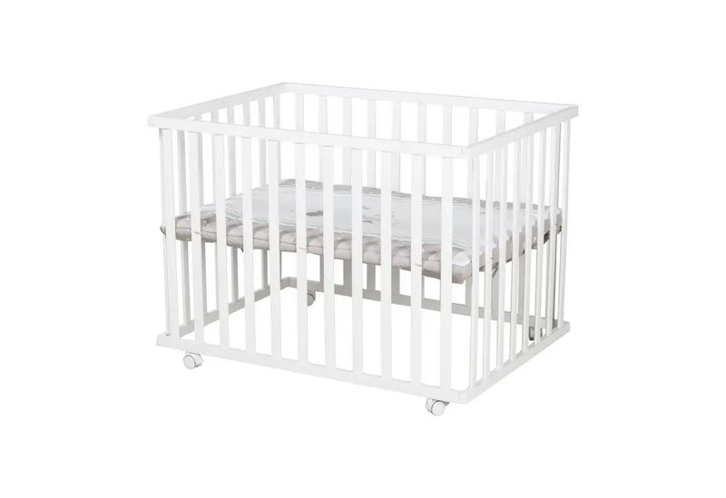 Laufgitter 4-eckig, Laufstall, inkl. Schutzeinlage & Rollen, höhenverstellbar by roba in White – product photo 4 of 5