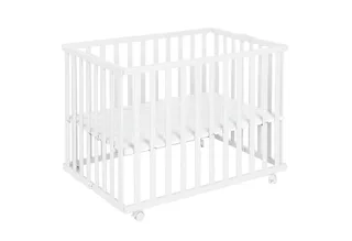 Laufgitter 75 x 100 cm - Klapplaufgitter - zusammenklappbar inkl. Rollen, Laufstall inkl. Schutzeinlage, höhenverstellbar, platzsparend by roba in White – product photo 4 of 5
