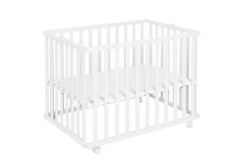 Laufgitter 75 x 100 cm - Klapplaufgitter - zusammenklappbar inkl. Rollen, Laufstall inkl. Schutzeinlage, höhenverstellbar, platzsparend by roba in White – product photo 4 of 5