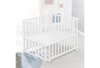 Laufgitter 75 x 100 cm - Klapplaufgitter - zusammenklappbar inkl. Rollen, Laufstall inkl. Schutzeinlage, höhenverstellbar, platzsparend by roba in White – product photo 2 of 5
