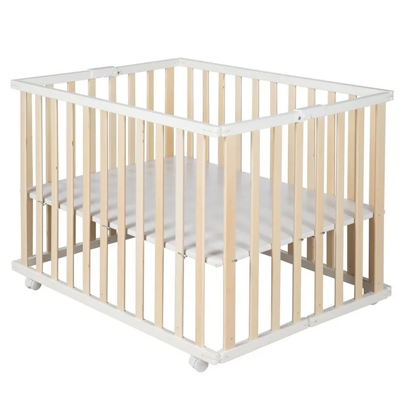 Laufgitter 75 x 100 cm - Klapplaufgitter - zusammenklappbar inkl. Rollen, Laufstall inkl. Schutzeinlage, höhenverstellbar, platzsparend by roba in Beige – product photo 4 of 5