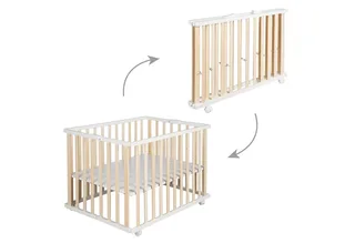 Laufgitter 75 x 100 cm - Klapplaufgitter - zusammenklappbar inkl. Rollen, Laufstall inkl. Schutzeinlage, höhenverstellbar, platzsparend by roba in Beige – product photo 1 of 5