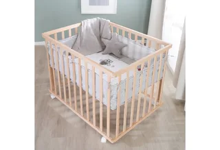 Laufgitter Adam & Eule, 4-eckig, Laufstall, inkl. Schutzeinlage & Rollen, höhenverstellbar von roba in Beige – Produktfoto 3 von 5