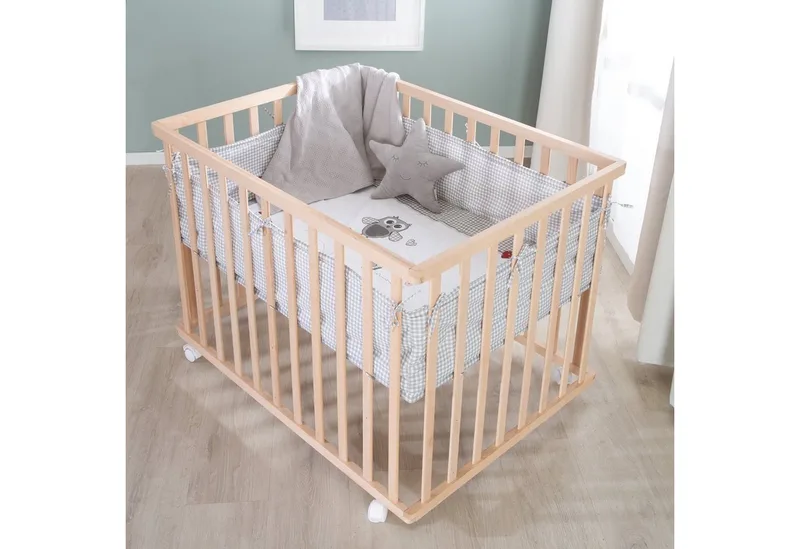 Laufgitter Adam & Eule, 4-eckig, Laufstall, inkl. Schutzeinlage & Rollen, höhenverstellbar von roba in Beige – Produktfoto 3 von 5