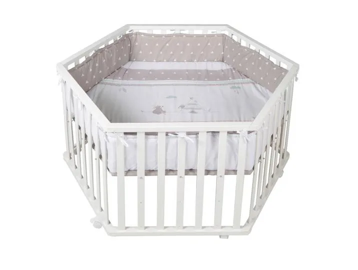 Laufgitter Indibär, Taupe, Weiß, Schichtholz, Bär, 121x72x106 cm, höhenverstellbar, Babymöbel, Laufstall Baby by roba – product photo