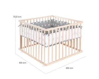 Laufgitter Little Stars, Laufstall inkl. Schutzeinlage, höhenverstellbar mit Rollen by roba in Beige – product photo 5 of 5