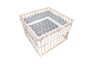 Laufgitter Little Stars, Laufstall inkl. Schutzeinlage, höhenverstellbar mit Rollen by roba in Beige – product photo 1 of 5
