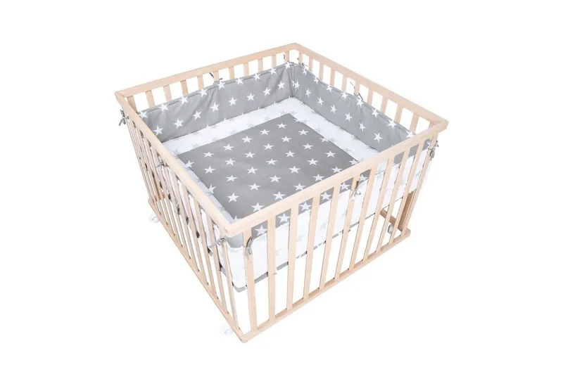 Laufgitter Little Stars, Laufstall inkl. Schutzeinlage, höhenverstellbar mit Rollen by roba in Beige – product photo