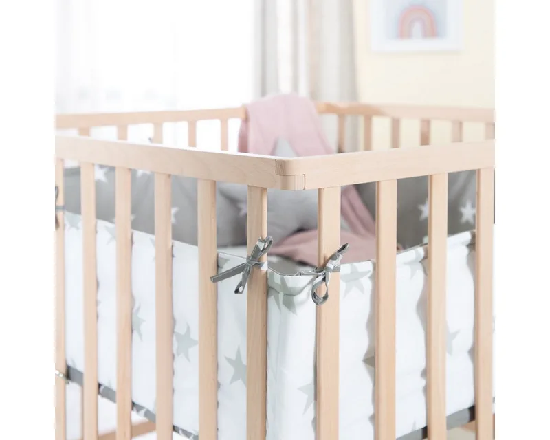Laufgitter Little Stars, Laufstall inkl. Schutzeinlage, höhenverstellbar mit Rollen by roba in Beige – product photo 2 of 5