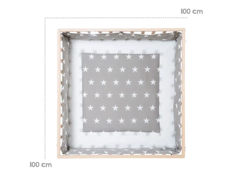 Laufgitter Little Stars, Laufstall inkl. Schutzeinlage, höhenverstellbar mit Rollen by roba in Beige – product photo 4 of 5