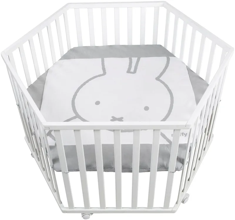 Laufgitter miffy®, 6-eckig, mit Stoffeinlage fra roba i Weiß – produktbillede