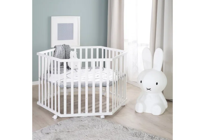 Laufgitter miffy®, 6-eckig, mit Stoffeinlage by roba in White – product photo 2 of 5