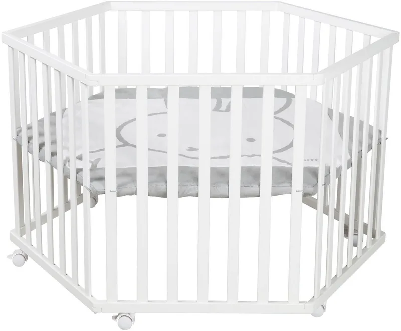 Laufgitter miffy®, 6-eckig, mit Stoffeinlage by roba in White – product photo 3 of 5