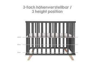 Laufgitter roba style, Laufstall, inkl. Schutzeinlage & Holzfüßen, höhenverstellbar by roba in Grey – product photo 5 of 5