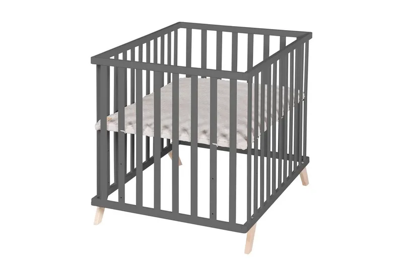 Laufgitter roba style, Laufstall, inkl. Schutzeinlage & Holzfüßen, höhenverstellbar by roba in Grey – product photo 2 of 5