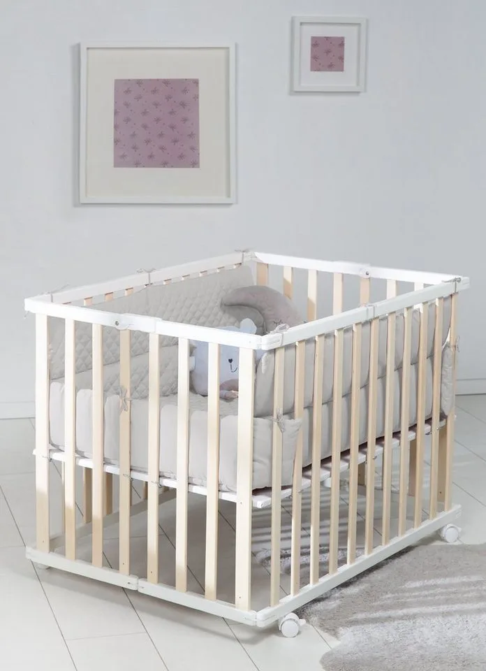 Laufgittereinlage roba Style für Laufgitter 75 x 100 & 100 x 100 cm, Gesteppte Einlage mit Seitenpolsterung - Universal von roba in Grau, Silber – Produktfoto 4 von 5