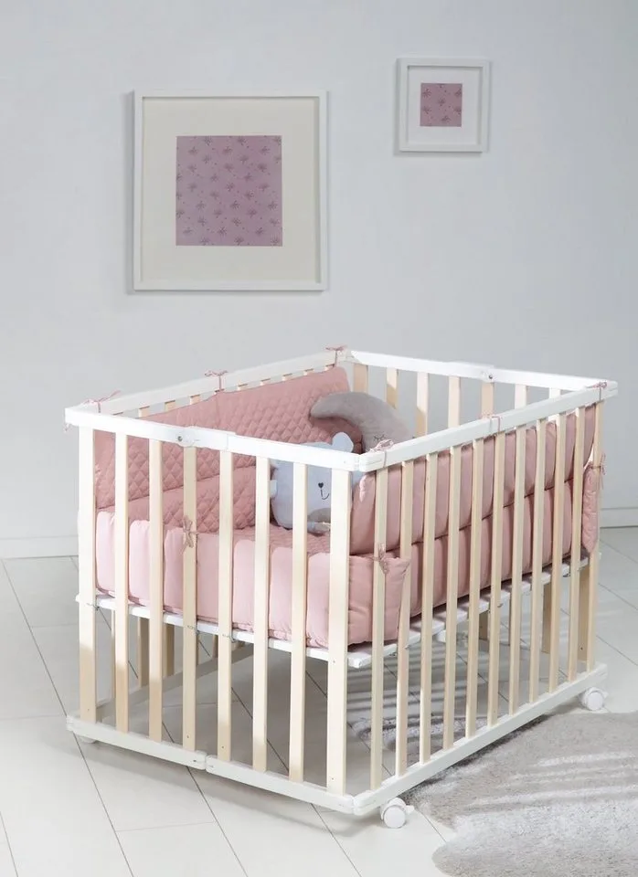 Laufgittereinlage roba Style für Laufgitter 75 x 100 & 100 x 100 cm, Gesteppte Einlage mit Seitenpolsterung - Universal de roba en Rose – photo produit 4 sur 5