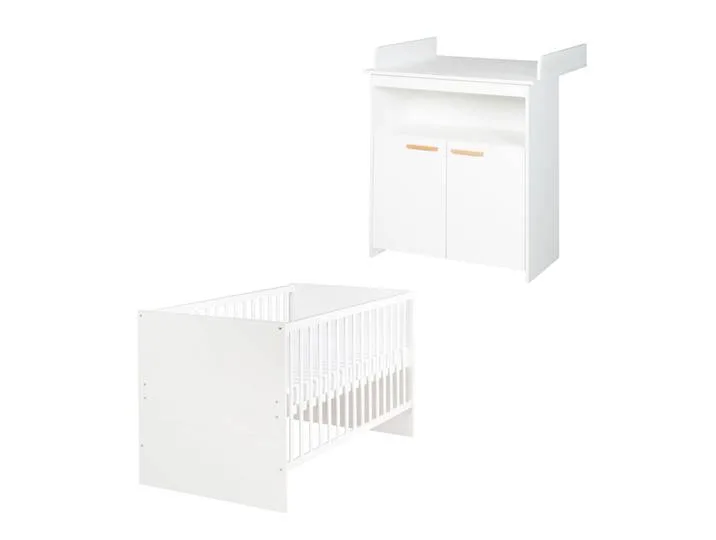 Möbelset 'Anton' inkl. Baby-/Kinderbett 70 x 140 cm & Wickelkommode in Weiß de roba – photo produit