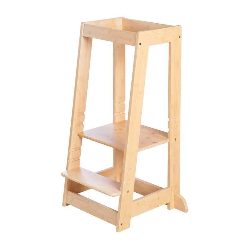 Montessori-Lernturm – Sicherer Tritthocker für Kinder – Ideal als Küchenhelfer – Max. Belastbarkeit 80 kg – FSC-zertifiziertes Bambusholz von roba – Produktfoto