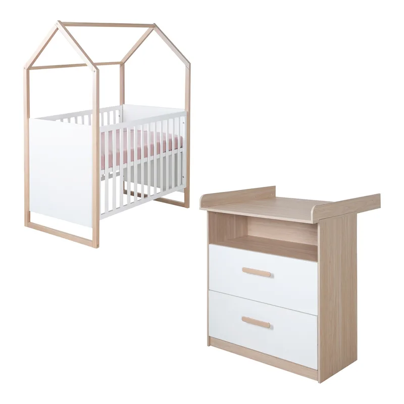 Roba 2-tlg. Babyzimmer Cabane de roba en Blanc, Naturel – photo produit