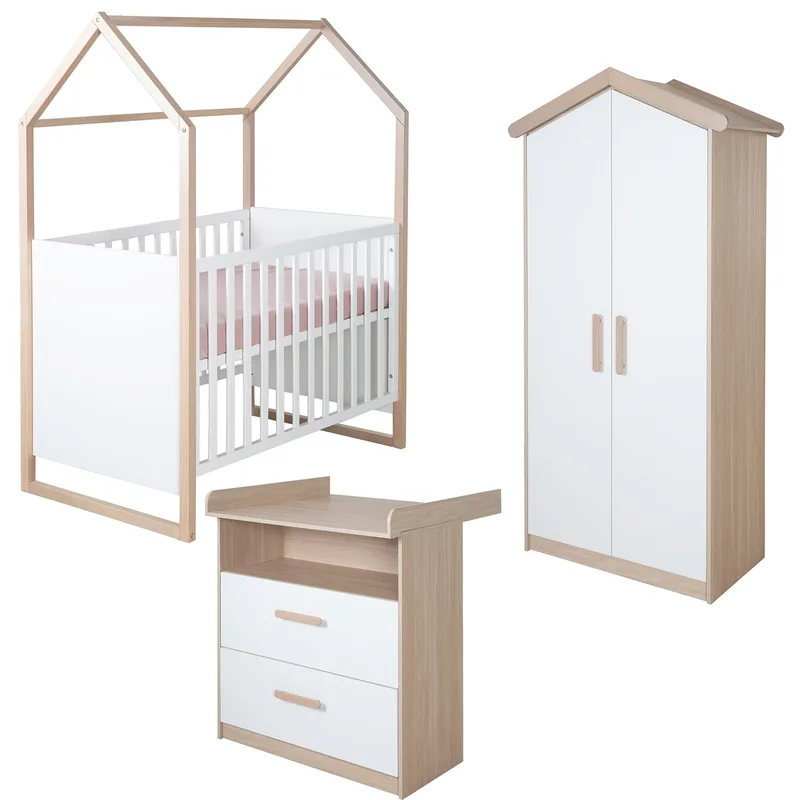 Roba 3-tlg. Babyzimmer Cabane fra roba i Hvid, Natur – produktbillede