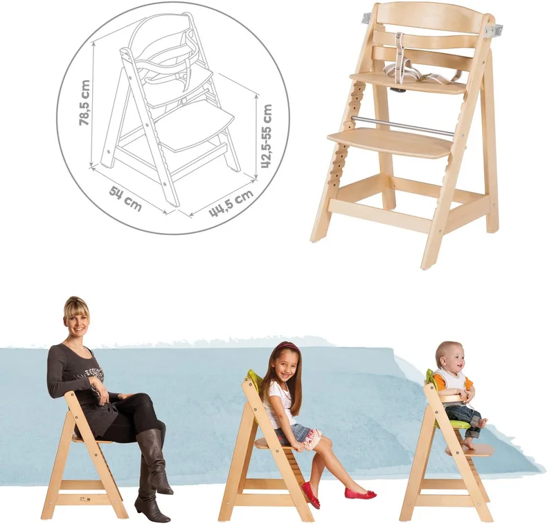'Sit Up Click & Fun' Houten Kinderstoel - Meegroeistoel voor Baby's en Kinderen - Naturel by roba in Naturel gelakt – product photo 5 of 5