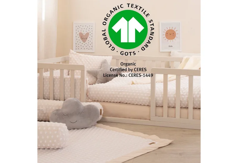 Spannbettlaken für Kinder- und Babymatratzen 40x90 & 45x90 cm oder 60x120 & 70x140 cm, Bio-Baumwolle, Frosty Almond - GOTS und Oeko-Tex Standard 100 de roba en Beige – photo produit 3 sur 5