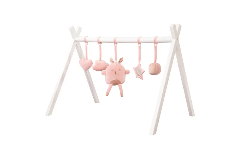 Spielbogen Spieltrapez, Spiel-und Greiftrainer nach Montessori, mit Spielset für Babys van roba in Roze – productfoto 5 van 5