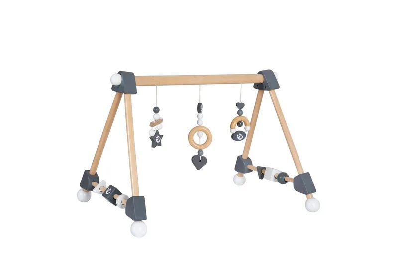 Spielbogen Spieltrapez, Spielbogen für Babys, höhenverstellbare Spielelemente aus Holz de roba en Beige – photo produit 1 sur 4