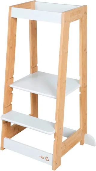 Stehhilfe Lernturm Bambus von roba in Weiß – Produktfoto 1 von 5