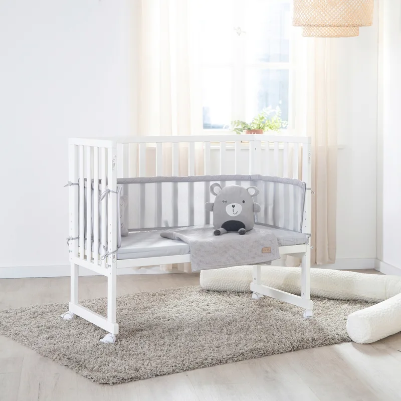 Stuben- & Beistellbett 3in1 mit Barriere Style grau by roba in White – product photo 2 of 3