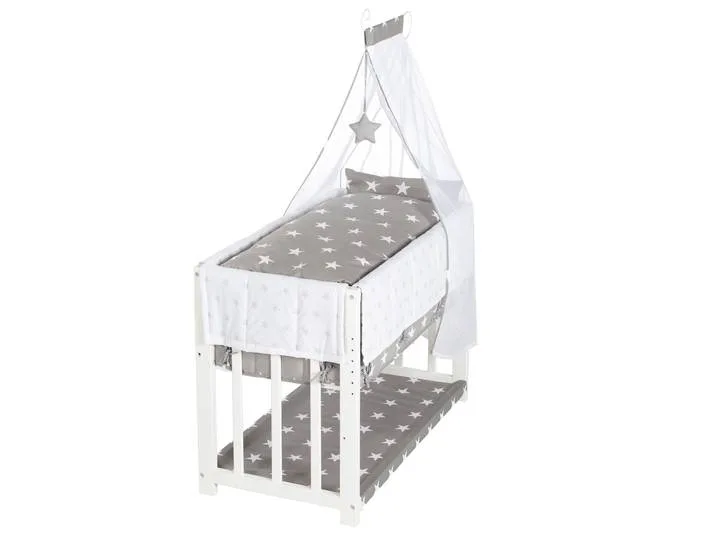 Stuben- & Beistellbett 'Little Stars' 3 in 1, Babybett weiß, inkl. kompletten Bettzubehör de roba – photo produit