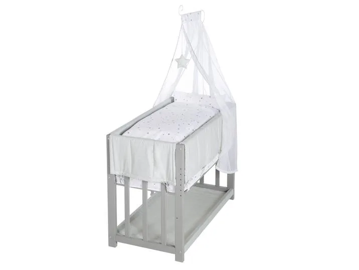 Stuben- & Beistellbett 'Sternenzauber grau' 3 in 1, Babybett grau, inkl. kompletten Bettzubehör de roba – photo produit