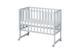 Stubenbett Beistellbett, Stubenbett, höhenverstellbar inkl. Matratze & Canvas Barriere von roba in Grau – Produktfoto 3 von 5