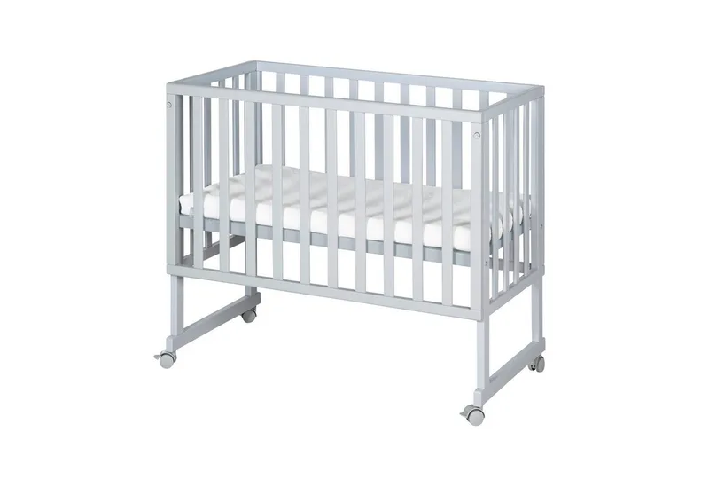 Stubenbett Beistellbett, Stubenbett, höhenverstellbar inkl. Matratze & Canvas Barriere von roba in Grau – Produktfoto 3 von 5