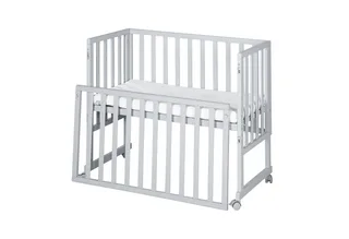 Stubenbett Beistellbett, Stubenbett, höhenverstellbar inkl. Matratze & Canvas Barriere von roba in Grau – Produktfoto 1 von 5