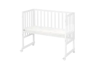 Stubenbett Beistellbett, Stubenbett, höhenverstellbar inkl. Matratze & Canvas Barriere von roba in Weiß – Produktfoto 4 von 5