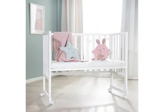 Stubenbett Beistellbett, Stubenbett, höhenverstellbar inkl. Matratze & Canvas Barriere von roba in Weiß – Produktfoto 2 von 5
