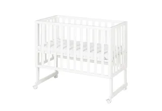 Stubenbett Beistellbett, Stubenbett, höhenverstellbar inkl. Matratze & Canvas Barriere von roba in Weiß – Produktfoto 3 von 5