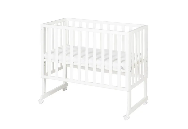 Stubenbett Beistellbett, Stubenbett, höhenverstellbar inkl. Matratze & Canvas Barriere von roba in Weiß – Produktfoto 3 von 5