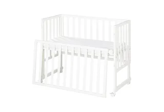 Stubenbett Beistellbett, Stubenbett, höhenverstellbar inkl. Matratze & Canvas Barriere von roba in Weiß – Produktfoto 1 von 5