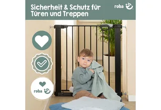 Türschutzgitter easySafe+ Tür- & Treppenschutzgitter Metall - Verstellbreite 75-82 cm, TÜV-geprüft - Ampelverschluss 90°-Stopp - Bohrfrei - Von 0-24 Monaten de roba en Noir – photo produit 2 sur 5
