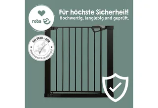 Türschutzgitter easySafe+ Tür- & Treppenschutzgitter Metall - Verstellbreite 75-82 cm, TÜV-geprüft - Ampelverschluss 90°-Stopp - Bohrfrei - Von 0-24 Monaten de roba en Noir – photo produit 3 sur 5