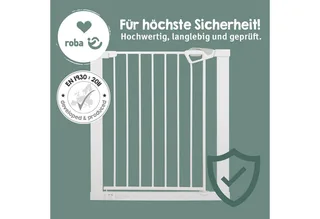 Türschutzgitter easySafe+ Tür- & Treppenschutzgitter Metall - Verstellbreite 75-82 cm, TÜV-geprüft - Ampelverschluss 90°-Stopp - Bohrfrei - Von 0-24 Monaten de roba en Blanc – photo produit 5 sur 5